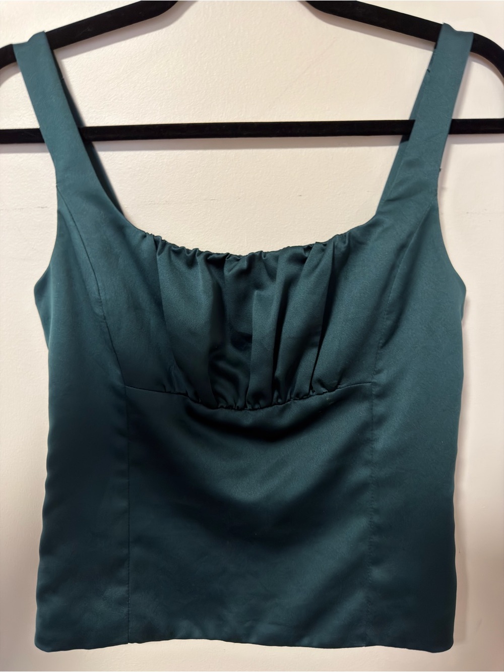 Dynamite Teal satin Camisole with Gathered Bust